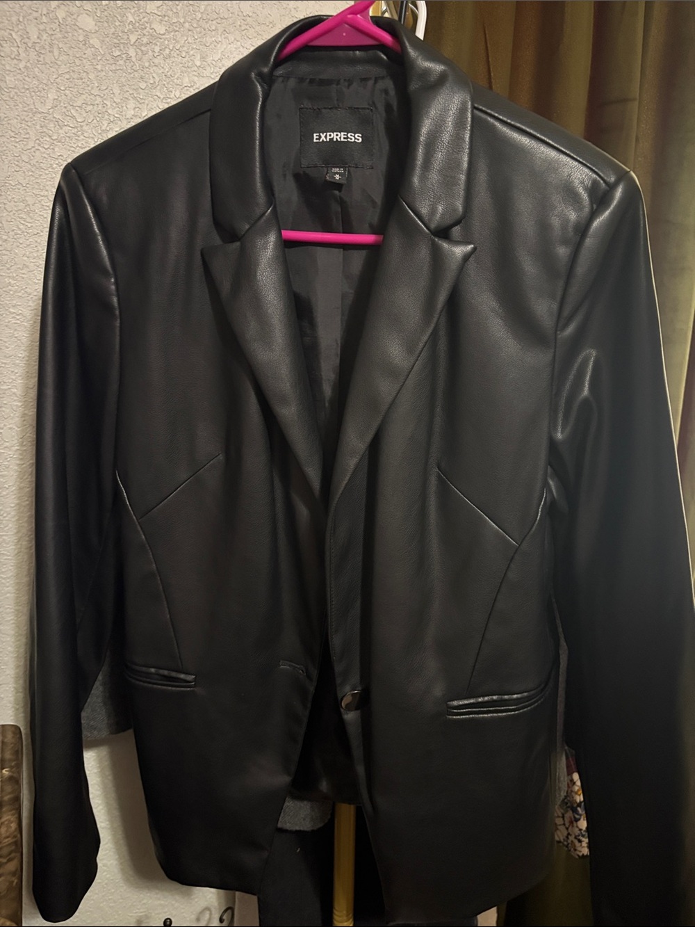 Express Black Faux Leather Blazer - Sleek Tailored Jacket